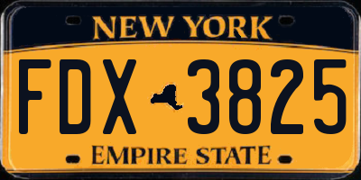 NY license plate FDX3825