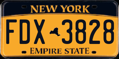 NY license plate FDX3828
