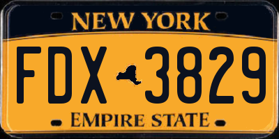 NY license plate FDX3829