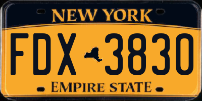 NY license plate FDX3830