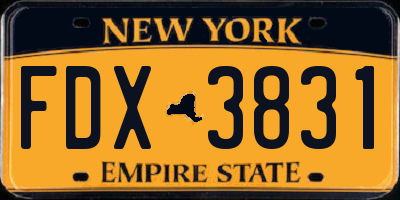 NY license plate FDX3831