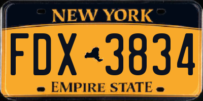 NY license plate FDX3834