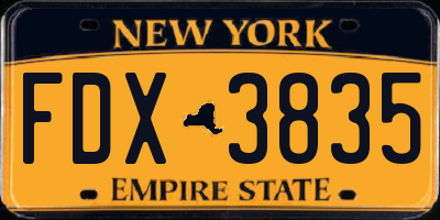 NY license plate FDX3835
