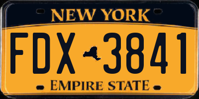 NY license plate FDX3841