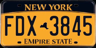 NY license plate FDX3845