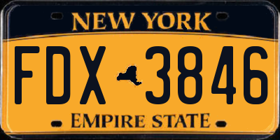 NY license plate FDX3846