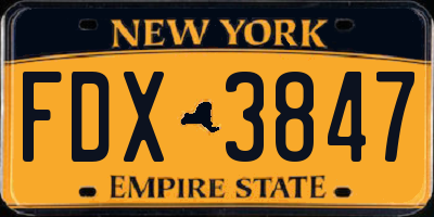 NY license plate FDX3847