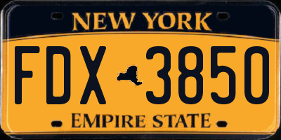NY license plate FDX3850