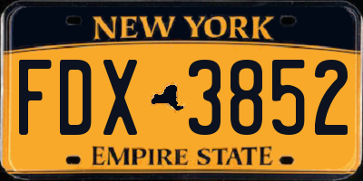 NY license plate FDX3852