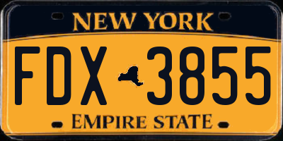 NY license plate FDX3855
