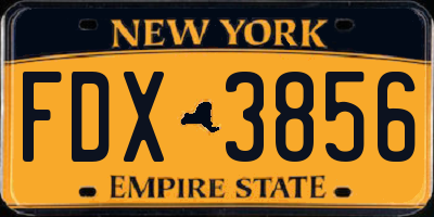 NY license plate FDX3856
