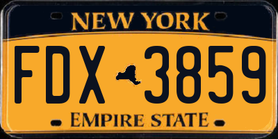 NY license plate FDX3859