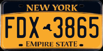 NY license plate FDX3865