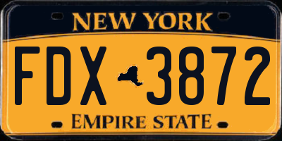 NY license plate FDX3872
