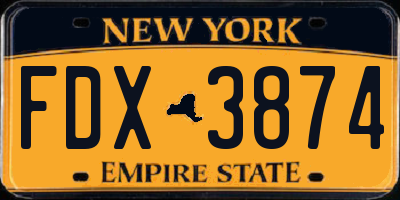 NY license plate FDX3874