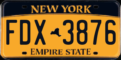 NY license plate FDX3876