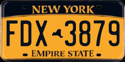 NY license plate FDX3879