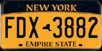 NY license plate FDX3882