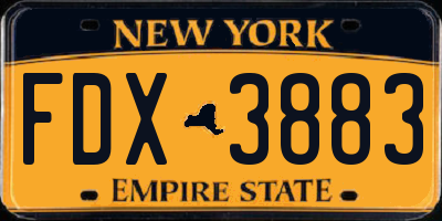 NY license plate FDX3883