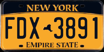 NY license plate FDX3891