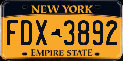 NY license plate FDX3892