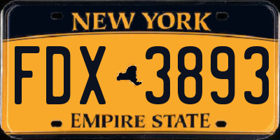 NY license plate FDX3893