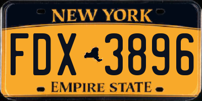 NY license plate FDX3896