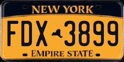NY license plate FDX3899