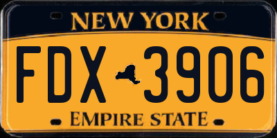 NY license plate FDX3906