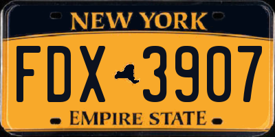NY license plate FDX3907