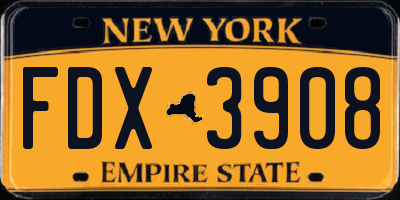 NY license plate FDX3908