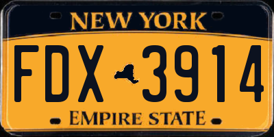 NY license plate FDX3914