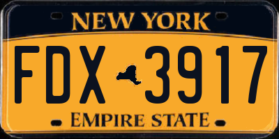 NY license plate FDX3917