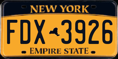 NY license plate FDX3926