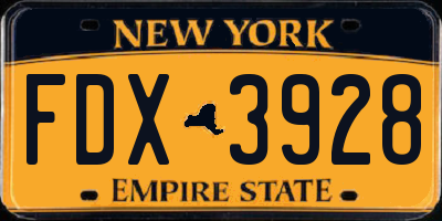 NY license plate FDX3928