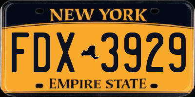 NY license plate FDX3929