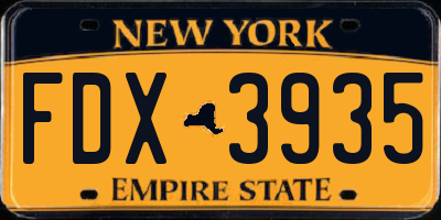 NY license plate FDX3935