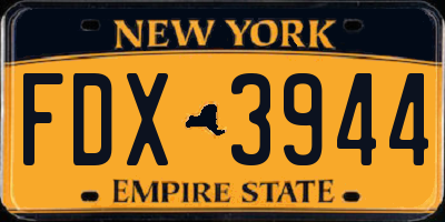 NY license plate FDX3944