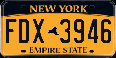 NY license plate FDX3946