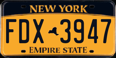 NY license plate FDX3947