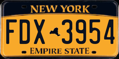 NY license plate FDX3954