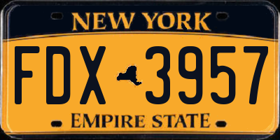 NY license plate FDX3957