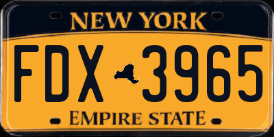 NY license plate FDX3965