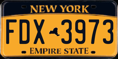 NY license plate FDX3973