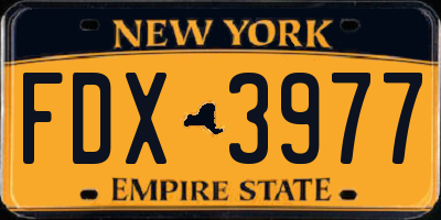 NY license plate FDX3977