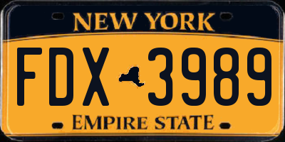 NY license plate FDX3989