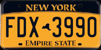 NY license plate FDX3990