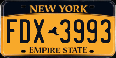NY license plate FDX3993