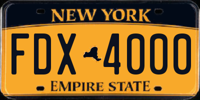 NY license plate FDX4000