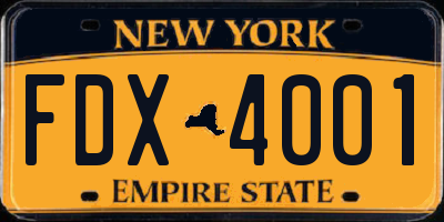 NY license plate FDX4001